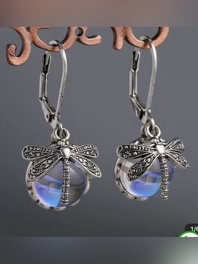 Vintage Copper Material Craftsman Carved Dragonfly Earrings Exquisite NEW